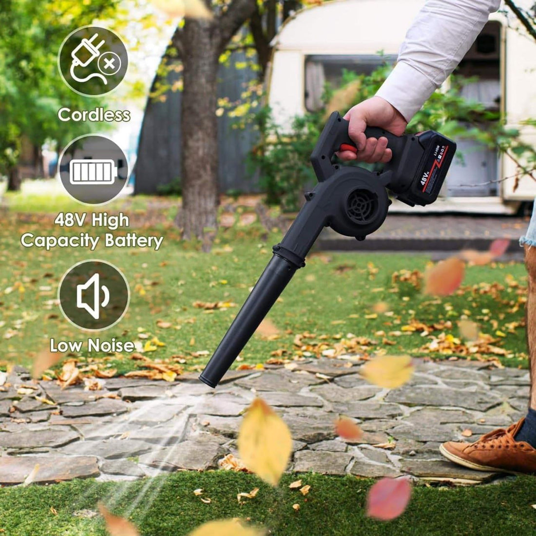 2-in-1 Handheld Air Blower & Vacuum – Portable, Battery-Operated, Multi-Use Tool with Adjustable Speed for Leaf Blowing, Garden Use, Car Interior & Dust Cleaning