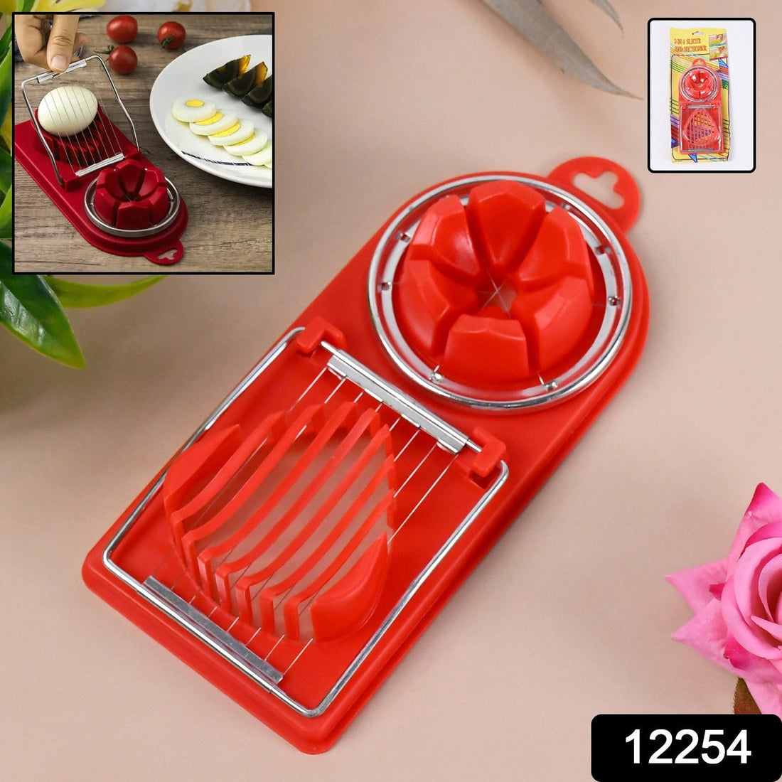 2 In 1 Egg Slicer, Egg Cutter For Hard Boiled Eggs (1 Pc)